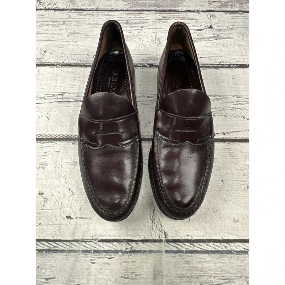 Cole Haan Penny Loafers Dark Maroon/Brown Leather Men's Size 9.5 B